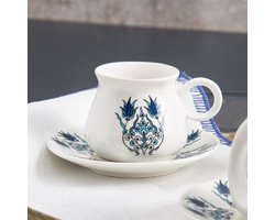 Karaca Bursa 6 koffiekopjes 90 ml Mokka Cup Espresso Cups Set Gemaakt van Porselein, Robuuste Mokka Cup, Dikke Drinkrand, Materiaal: Porselein