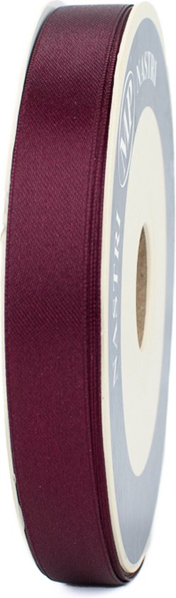 Ruban de satin bordeaux/prune sur rouleau, avec logo Nastri.