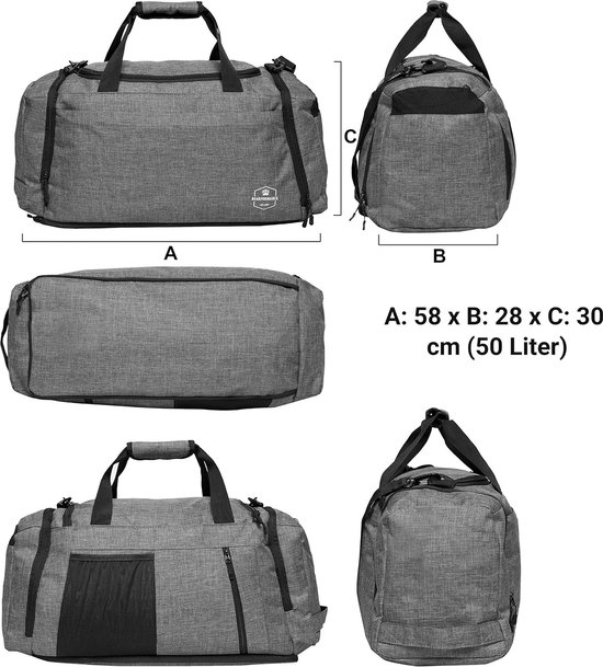 Ultimate Sporttas Sporttas Met Schoenenvak Vochtcompartiment Met Rugzakfunctie Voor Dames En Heren Voor Sport Training Gym Sportschool Reizen Liter Grijs