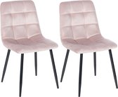 CLP Tilde Set van 2 eetkamerstoelen - Zonder armleuning - Industrieel - roze Fluweel