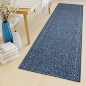 Tapiso Antislip Rubber Mat Loper Blauw Woonkamer Slaapkamer Hal Klassiek Modern Rubbermat Maat- 80x100