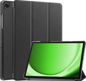 Hoesje Geschikt voor Samsung Galaxy Tab A9 Hoes Case Tablet Hoesje Tri-fold - Hoes Geschikt voor Samsung Tab A9 Hoesje Hard Cover Bookcase Hoes - Zwart