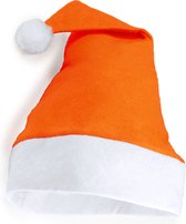 5 Kerstmutsen Oranje /wit met bolletje op punt