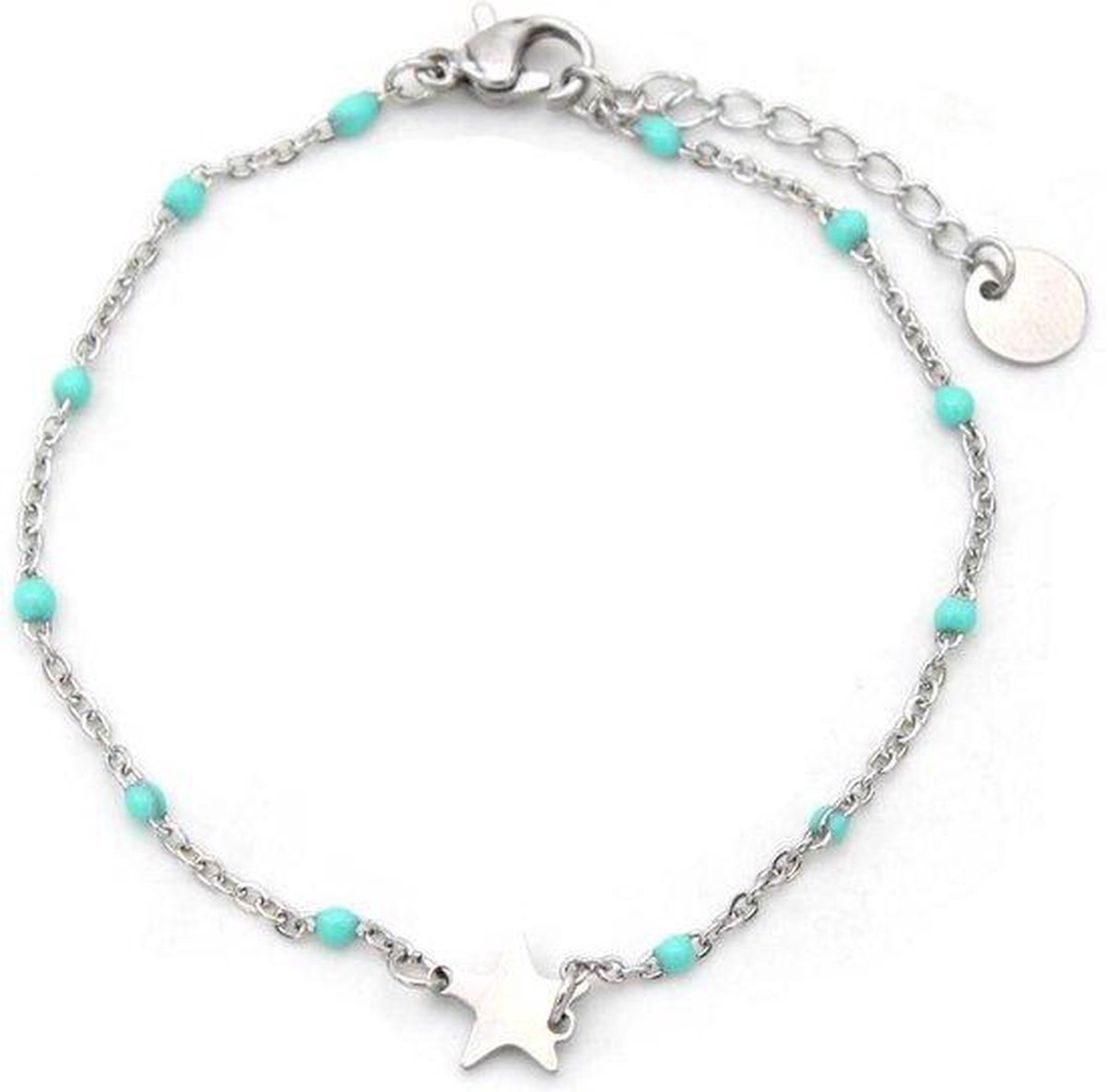 Jomide Armbandje Kralen/Ster - Turquoise - Dames