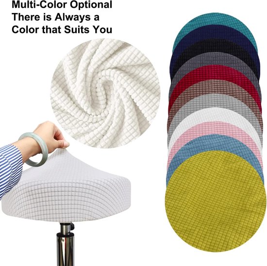 TIESOME 3 stuks krukhoes, rond, barkrukhoezen, lichtgrijs, rekbare stoelhoezen, zeer elastisch, wasbaar, geschikt voor een diameter van 25,4 tot 35,6 cm, voor thuis, bar, hotel, kantoor
