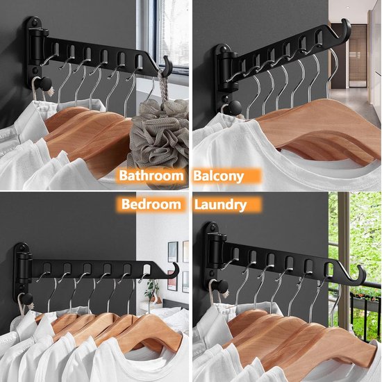 Porte-manteau Mural Pliable 2 Pcs, Portable En Aluminium, Crochets