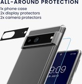 kwmobile set telefoonhoesje en screenprotectors - Geschikt voor Google Pixel 7 - Kunststof back cover - 2x screenprotector - 2x camera protector
