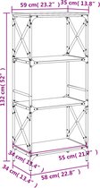 vidaXL - Boekenkast - 4-laags - 59x35x132 - cm - bewerkt - hout - sonoma - eikenkleur