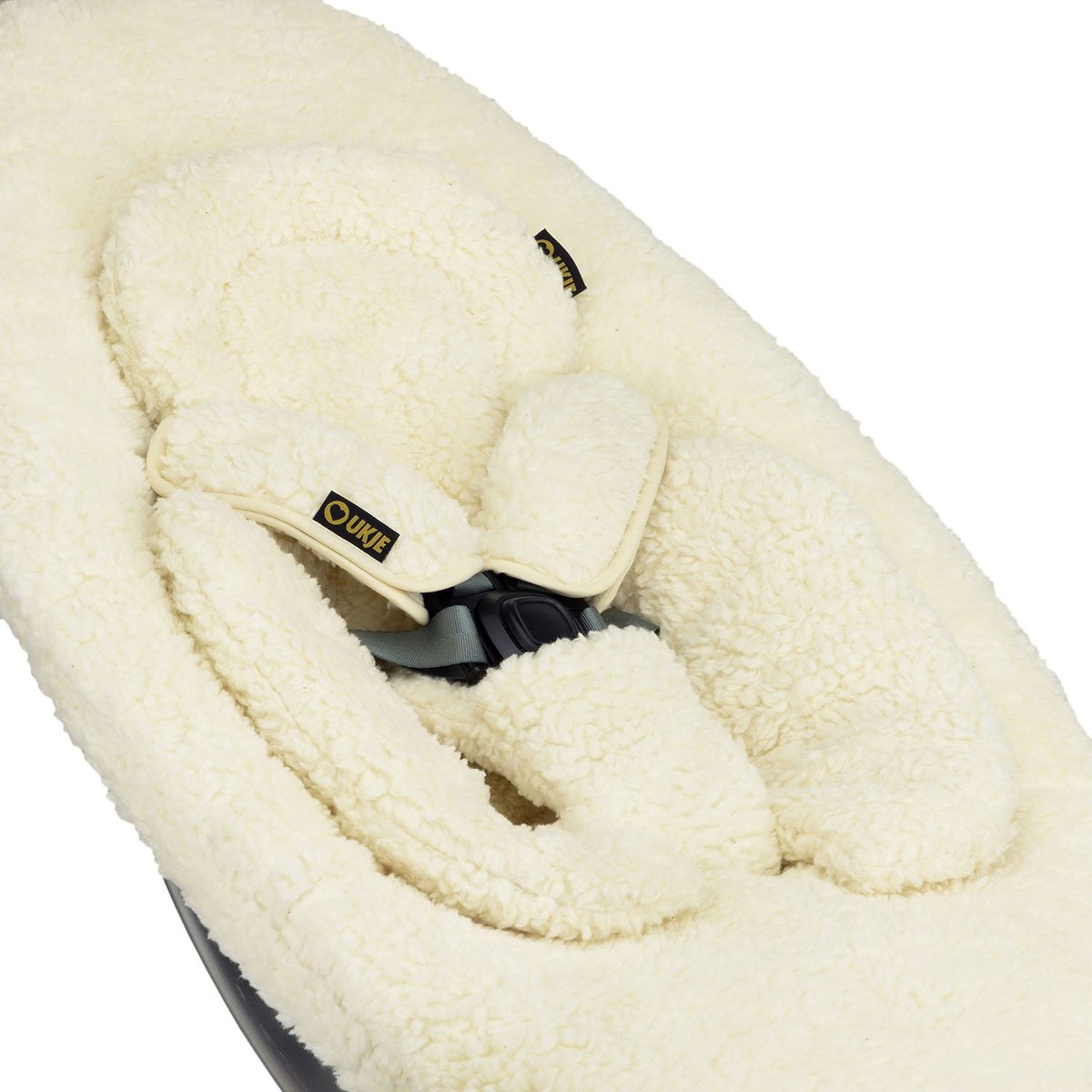 Ukje Verkleinkussen geschikt voor 4Moms Mamaroo 5 Rockaroo Wipstoel - Newborn Insert - Dubbelzijdig - Makkelijk Wasbaar - Perfecte Pasvorm - Zacht Katoen - Teddy Ecru – foto 2