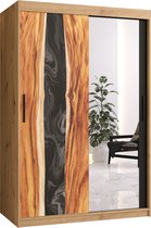 Zweefdeurkast met spiegel Kledingkast met 3 schuifdeuren Garderobekast slaapkamerkast Kledingstang met planken (LxHxP): 120x200x60 cm - Natural II (Artisan, 120)
