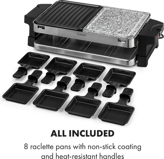 Sirloin raclette 1500W aluminium / steen 8 personen controle-LED — afbeelding 4
