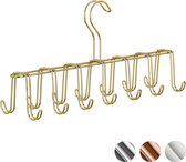 Relaxdays riemhanger metaal - stropdas hanger - riemen ruimtebesparend ophangen - 14 haken - goud