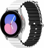 By Qubix 22mm - Ocean Style siliconen bandje - Wit - zwart - Huawei Watch GT 2 - GT 3 - GT 4 (46mm) - Huawei Watch GT 2 Pro - GT 3 Pro (46mm)