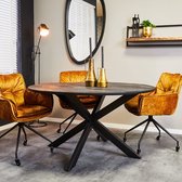 Eetkamertafel Daan - houten tafel 120 cm - Eettafel zwart rond