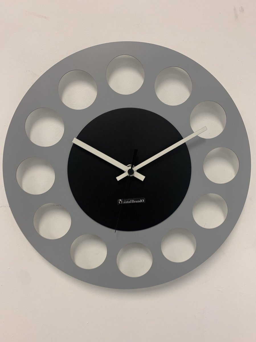 Wandklok CHANTALBRANDO -- GREY & BLACK TORNADO 40 -- MODERN DESIGN --