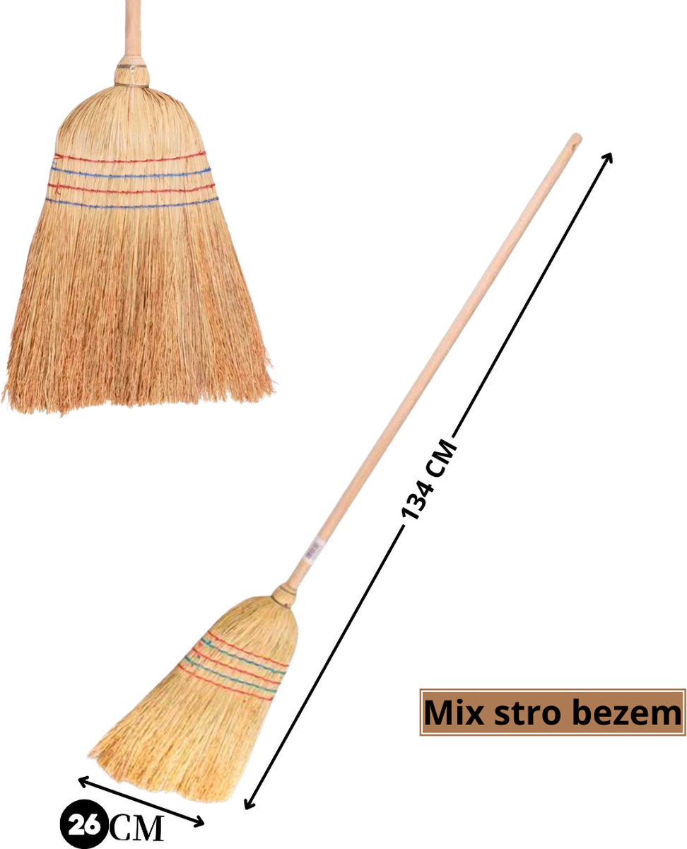 Goedkoopste Synx Tools Strobezem Oldskool Mixstrobezem - Rijstrobezem / Paardenstalbezem - Bezems - Buitenbezem / Binnenbezem - Bodembewerkers - Schoonmaakartikelen - Incl. Steel 100cm