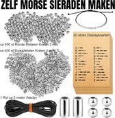 Hobby SET Morse Code Armbanden Zelf Maken - Vriendschapsarmbandjes Doe Het Zelf Creatief Sieraden Maken BFF Morse - Complete 821-delige HOBBY SET ZILVER %%