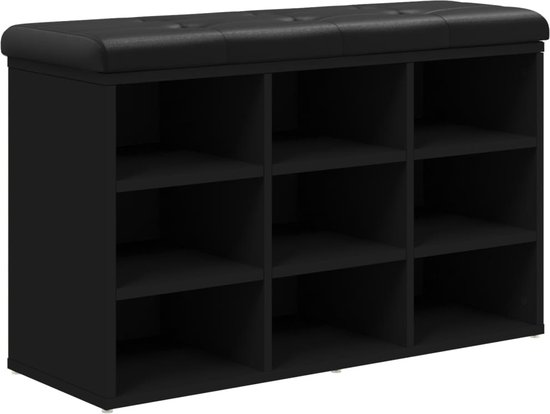 vidaXL - Schoenenbank - 82x32x50 - cm - bewerkt - hout - zwart