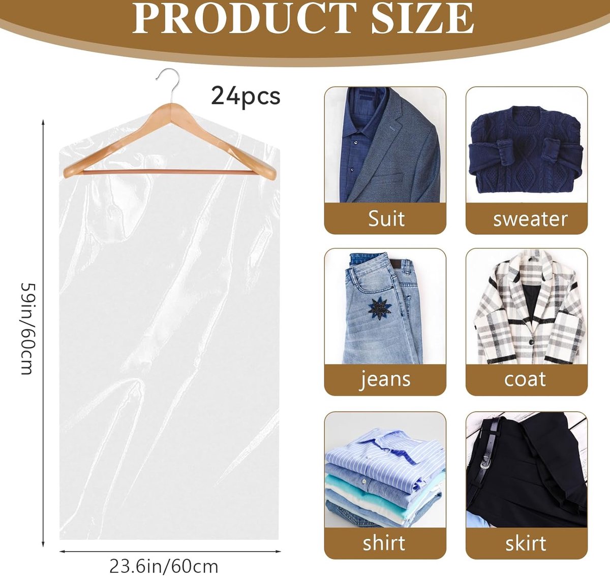 10 stuks 180 cm lange transparante kledinghoezen voor het ophangen van kleding, pakken, droge reinigingszakken, stofzakken voor jassen, jurken 10 stuks 180 cm lange transparante kledinghoezen voor het ophangen van kleding, pakken, droge reinigingszakken, stofzakken voor jassen, jurken