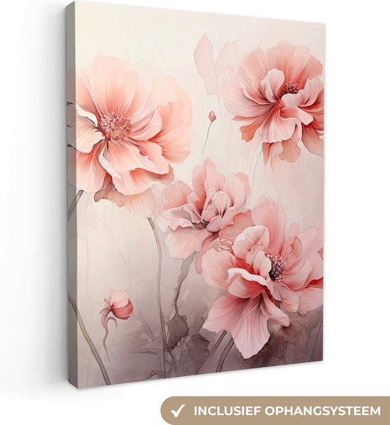 MuchoWow© Canvas Schilderij 80x60 cm Kamer Decoratie Woonkamer Slaapkamer Room Decor Wanddecoratie Wall Art Painting Vrouw - Hoofddoek - Graffiti - Zwart