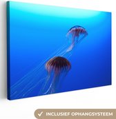 Canvas schilderij 180x120 cm - Wanddecoratie Kwal - Zee - Rood - Muurdecoratie woonkamer - Slaapkamer decoratie - Kamer accessoires - Schilderijen