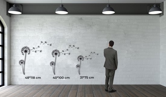 Décoration murale | Pissenlit / Pissenlit | Métal - Art mural | Décoration murale | Salle de séjour | Decor extérieur |Argent| 40x100cm