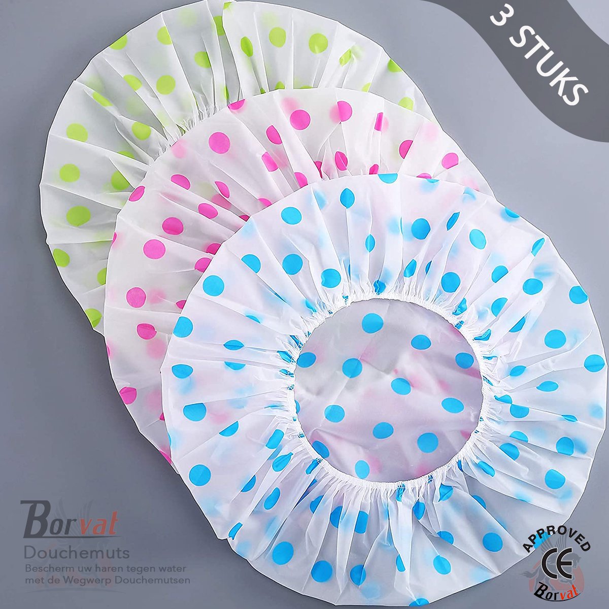 Goedkoopste Borvat® - Douchemuts - Dames - Leuke Print - Shower Cap - Haarbescherming - Voordeel Set 3 Stuks