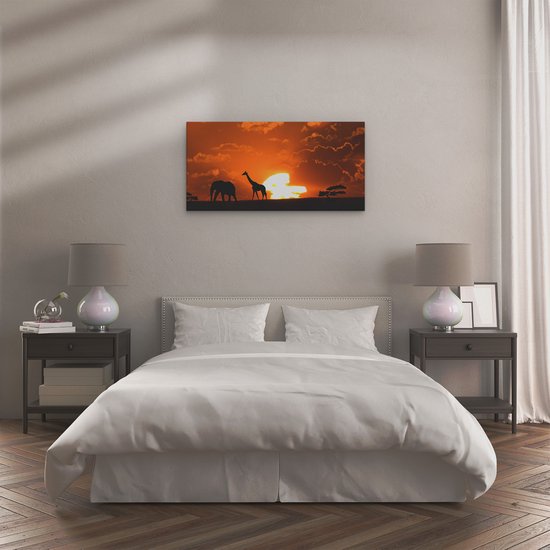 Artaza Peinture sur toile Animaux africains au coucher du soleil – 120 x 60 – Groot – Photo sur toile – Impression sur toile