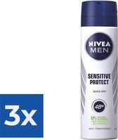 Nivea Men Deodorant Spray Sensitive Protect 150 ml - Voordeelverpakking 3 stuks