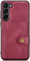 CaseMe JH-01 Hoesje Geschikt voor Samsung Galaxy S23 | Back Cover met Magnetische Kaarthouder | Beschermhoes Pasjeshouder Achterkant | 4 Pasjes en Briefgeld | Rood