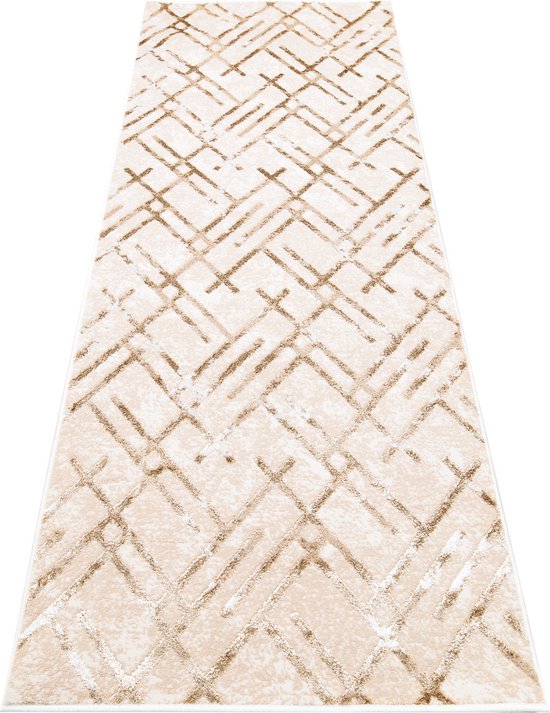 Tapiso Crystal Runner Tapis Tapis Beige à Poils Courts Taille - 80x200
