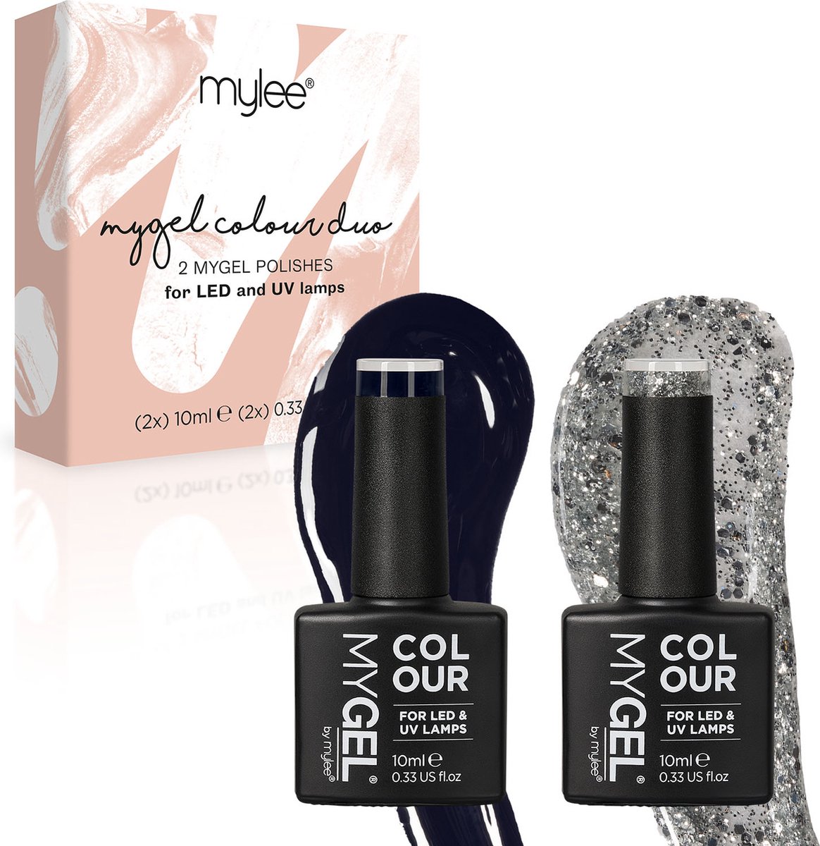 Mylee Gel Nagellak Set 2x10ml [Twilight] UV/LED Gellak Nail Art Manicure Pedicure, Professioneel & Thuisgebruik - Langdurig en gemakkelijk aan te brengen