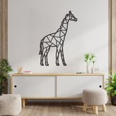 Décoration murale Géométrique - Girafe - Animaux - Bois - Art Au Line Décoration murale - Salon - Chambre - A Accrocher Au Mur - Zwart - 84,5 x 59 cm