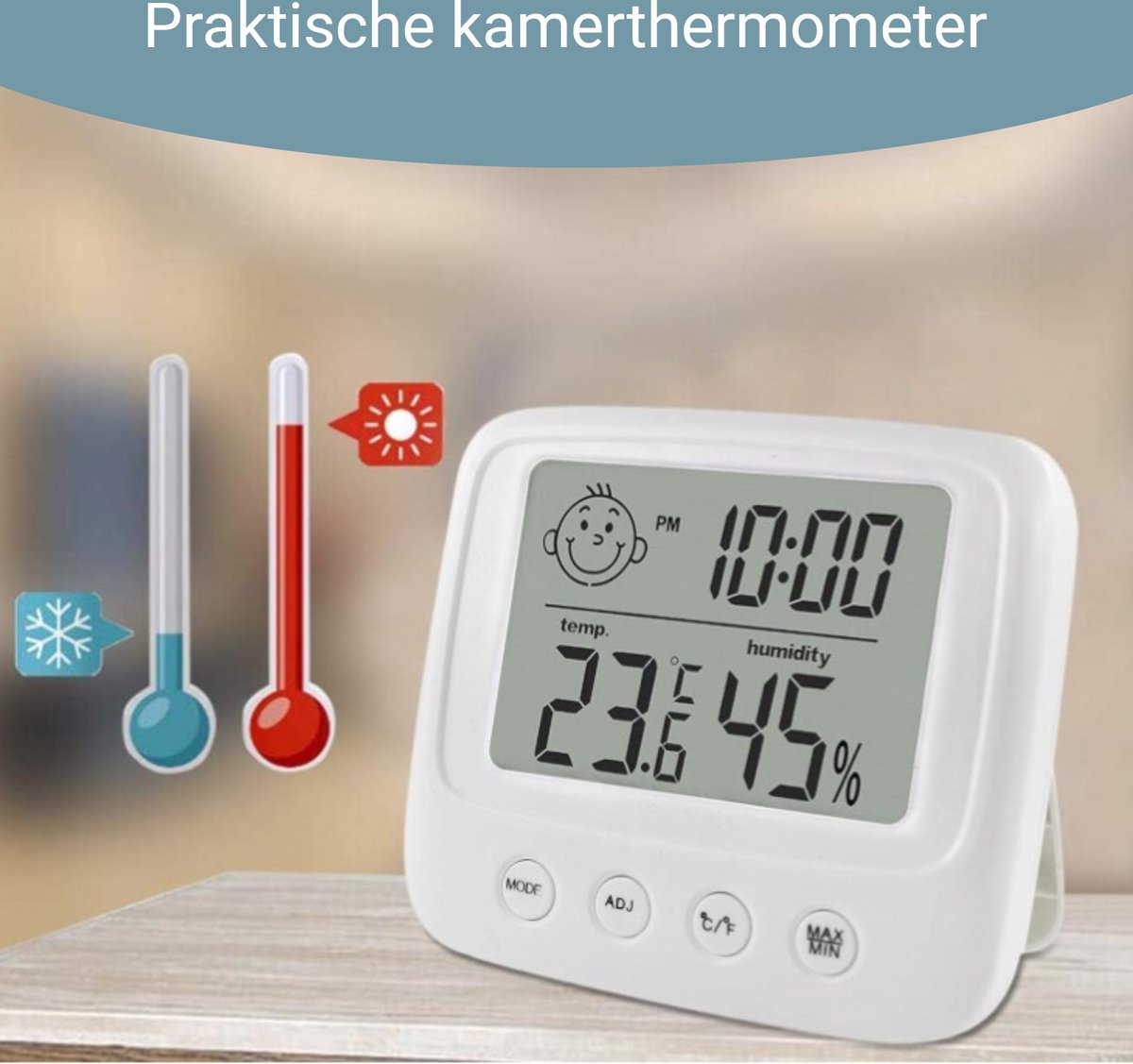 Thermomètre LCD Digital Température Humidité et Alarme - Chambre