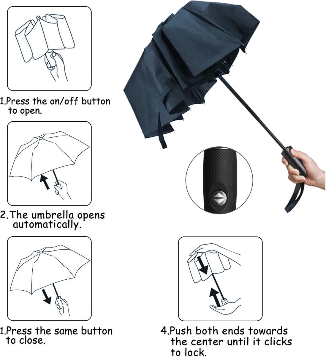 Paraplu Opvouwbare Winddichte Zakelijke Paraplu Storm Teflon Waterbestendige Parasol UV-bescherming Volledig Automatische Paraplu Draagbaar Weerbestendige Parasol en Paraplu - Blauw — cadeau in Mode & Accessoires - foto 2