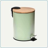 Nordix Pedaalemmer - Prullenbak - Groen - 3 Liter - Bamboe en metaal