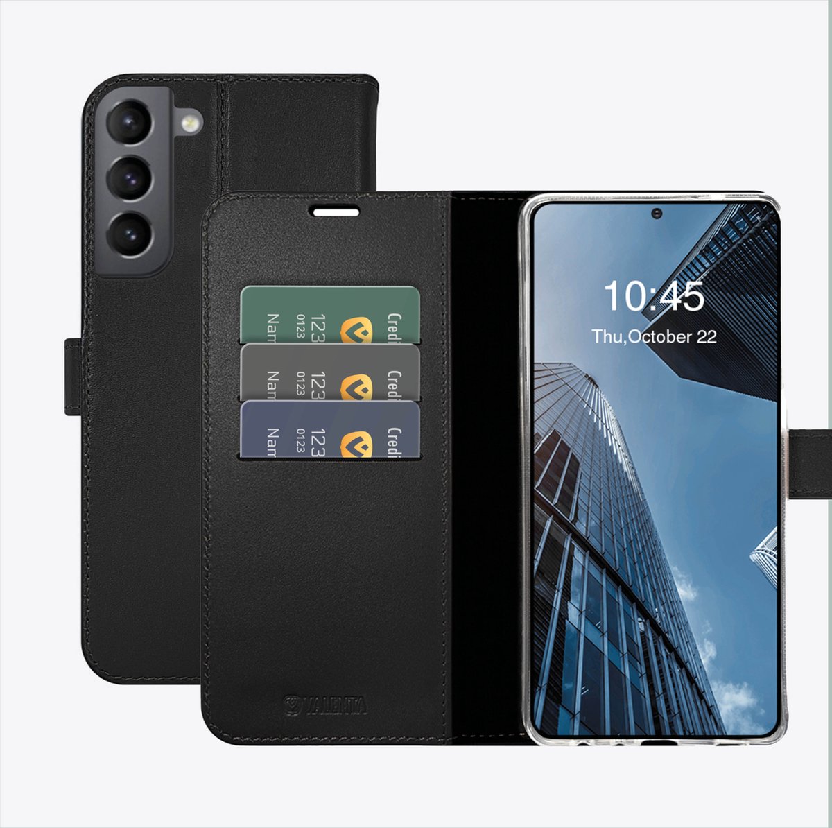 Valenta - Book Case - Zwart - Samsung Galaxy S21 FE - Leer