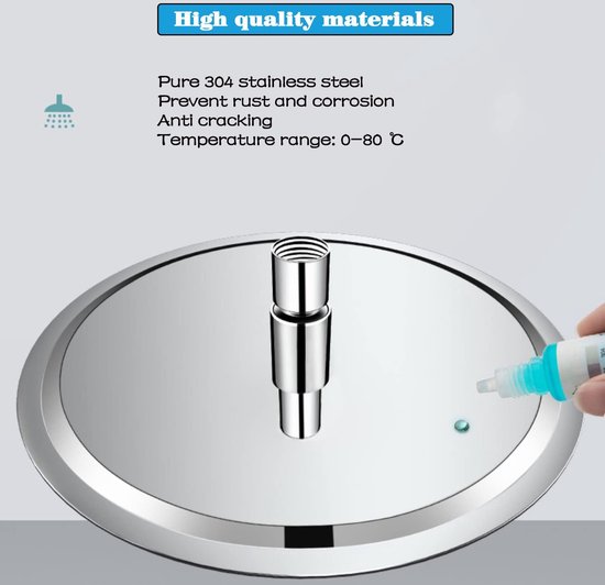 Regendouche, 20 cm, roestvrij staal, regendouche, antikalk, ronde