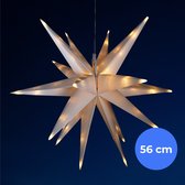 Chilitec 3D LED Kerstster met Verlichting 56 cm Wit - Kerstdecoratie voor Binnen - Draadloos 4x AA Batterijen - Kerstversiering Eenvoudige Installatie - Meerdere Lichtstanden Warm Wit Licht - Kerstverlichting met Handig Ophangsysteem