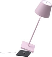 Zafferano Poldina Pro Lampe de Table - Lampe d'extérieur rechargeable Rose - IP65 résistante aux éclaboussures - Lampe de bureau sans fil - Lampe LED à intensité variable - Lampe de jardin avec station de charge sans fil - 38 cm x Ø 11 cm