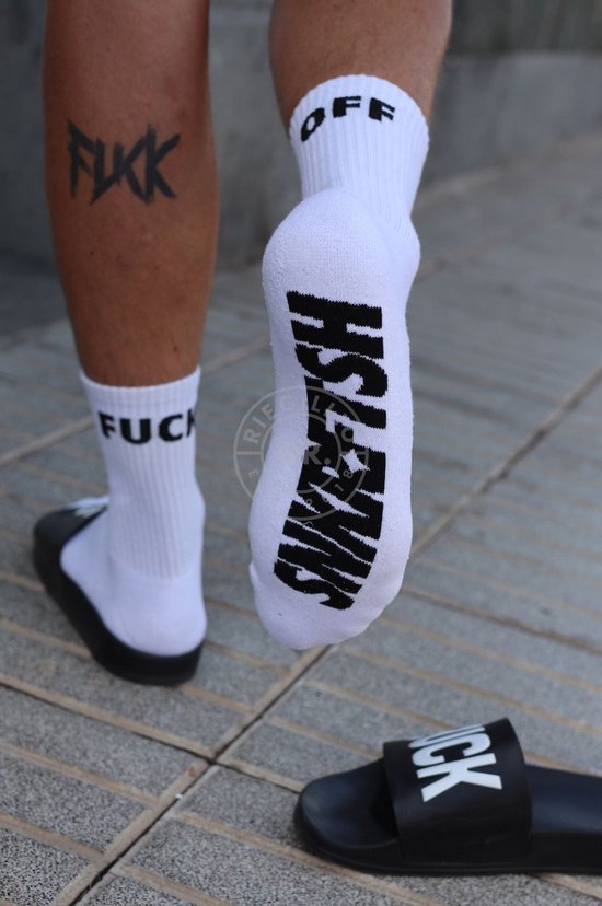 Chaussettes SNKRFTSH - FUCK OFF - Homme - Taille: 39-42 / White
