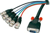 LINDY 31562 VGA-kabel VGA Aansluitkabel VGA-stekker 15-polig, BNC-stekker 1.80 m Zwart