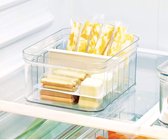 Koelkastbox (21 cm x 16 cm x 9,6 cm), kleine opbergcontainer van BPA-vrij kunststof, opbergsysteem voor keuken of koelkast, transparant