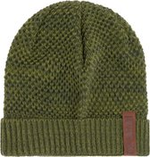 Knit Factory Jazz Gebreide Muts Heren & Dames - Beanie hat - Mosgroen/Khaki - Warme groen gemêleerde Wintermuts - Unisex - One Size