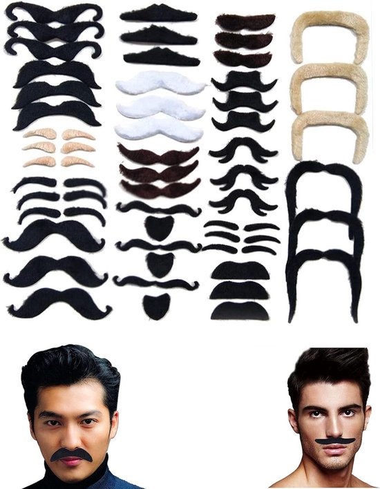 Equivera - Moustache - Moustache à coller - Fausse moustache - Carnaval -  Halloween - | bol