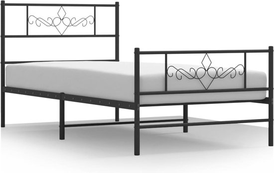 vidaXL Bedframe met hoofd- en voeteneinde metaal wit 80x200 cm