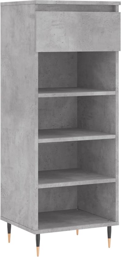 vidaXL - Armoire à chaussures - 40x36x105 - cm - décoré - bois - gris béton