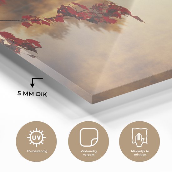 MuchoWow® Peinture sur verre - Feuilles - Soleil - Automne - 180x120 cm - Peintures sur verre acrylique - Photo sur Glas