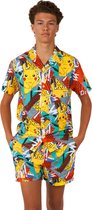 OppoSuits Tiener Pika Pikachu - Jongens Zomer Set - Bevat Shirt En Shorts - Geel - Maat: EU 134/140 - 10 Jaar