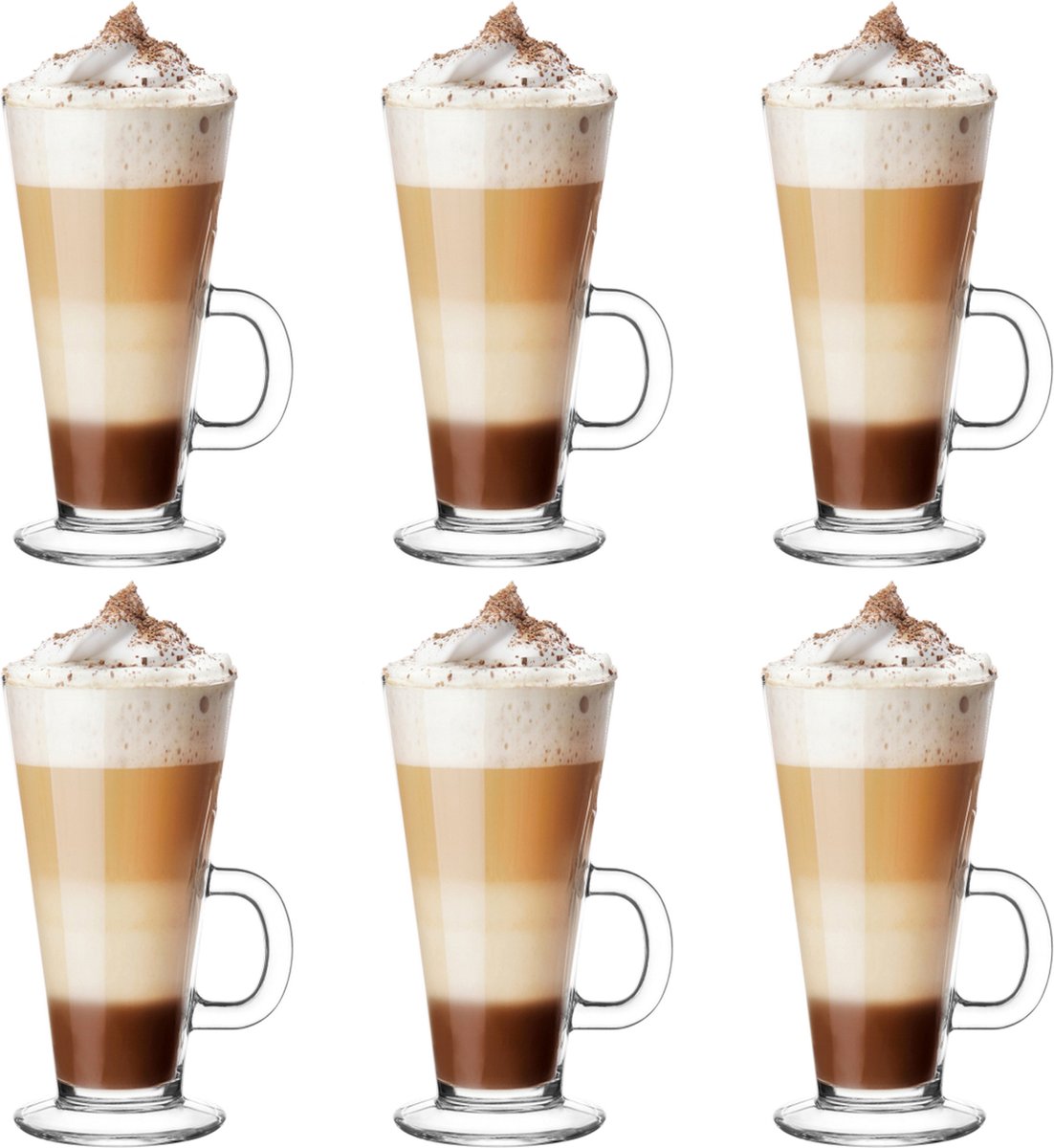 6 verres à latte macchiato 300ml avec imprimé café, verres à thé, verr